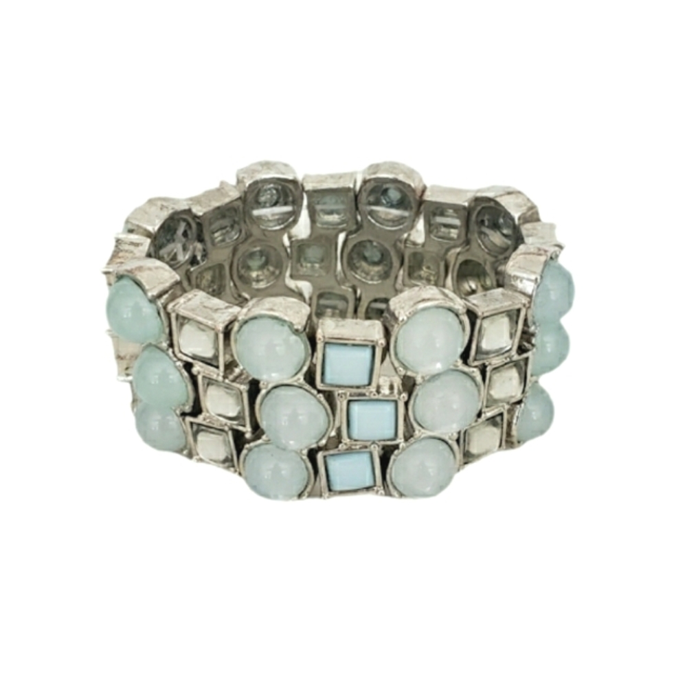 Blue Faux Moonstone Stretch Bracelet